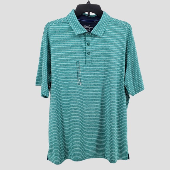 Walter Hagen Other - Walter Hagen Mens L Classic Stripe Polo Shirt Performance 11 Teal White Golf